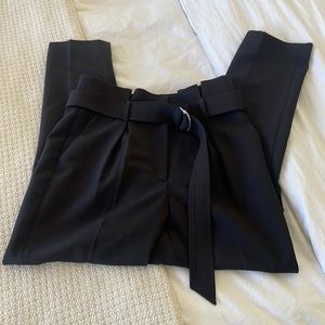 WHBM tapered pleated high waist dress pants 4 black